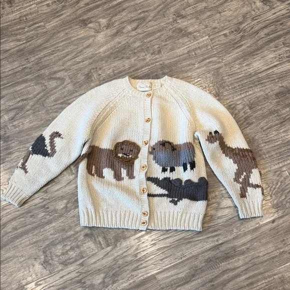 Vintage Marisa Christina Cream Knit Zoo Animal Cardigan - S - Picture 2 of 5